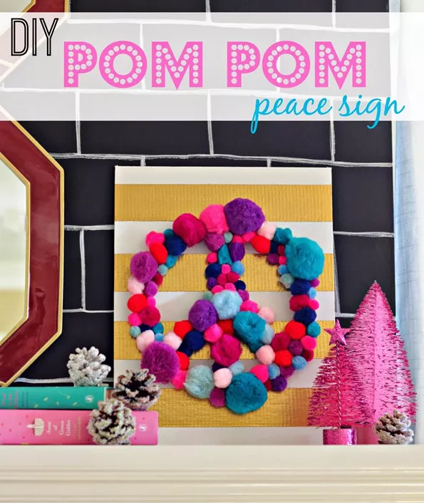 DIY pom pom peace sign