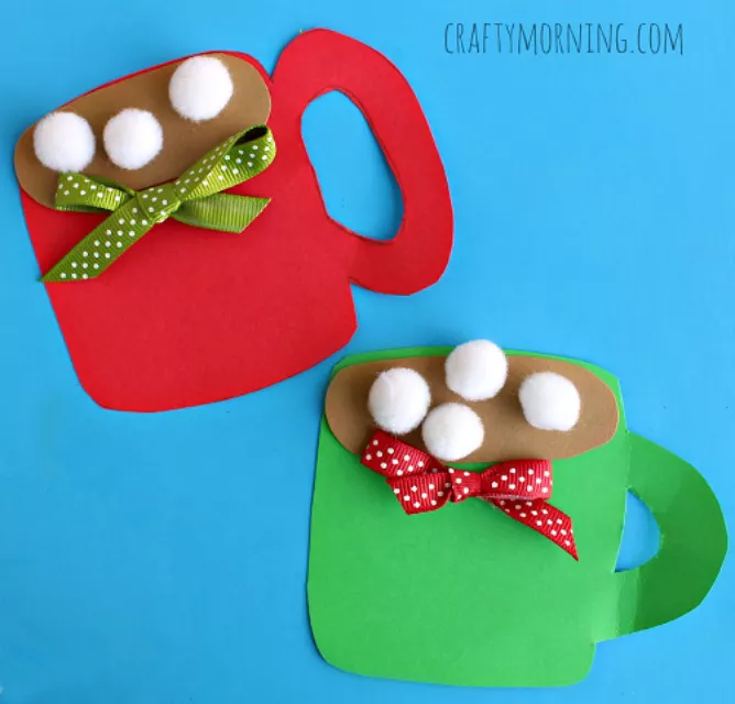 Pom pom hot cocoa paper craft